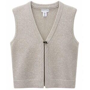 Sincerely Jules Sweater Vest Women's Large V-Neck Single Button Beige Regular